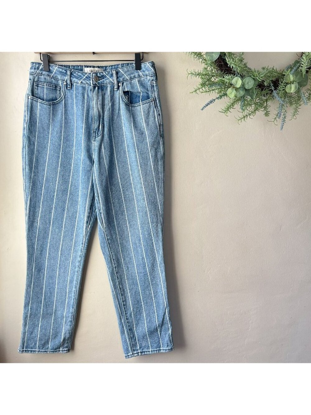 PacSun Window Pane Striped Mom Jeans